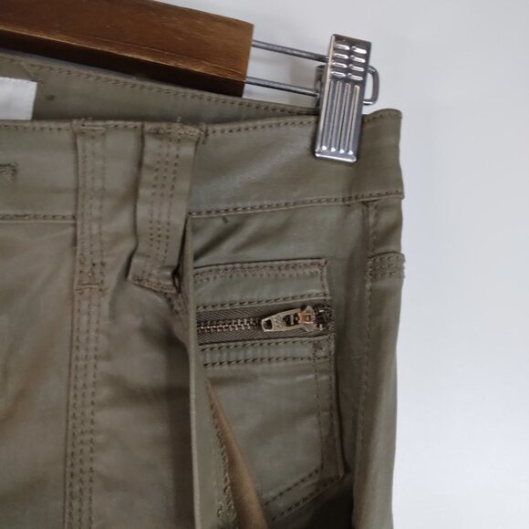 Joie Park Skinny Waxed Green Cargo Pants Size 23 - Picture 7 of 16